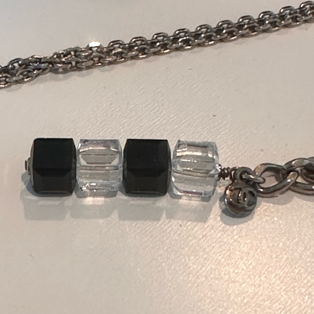 Chanel Silver Black Crystal Chain Belt Necklace - Picture 2 of 3
